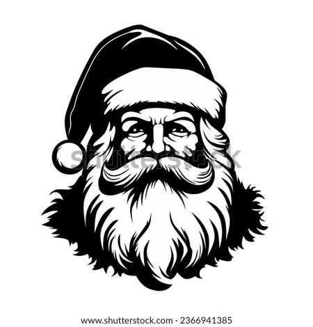 Santa Claus black and white illustration design on a white background