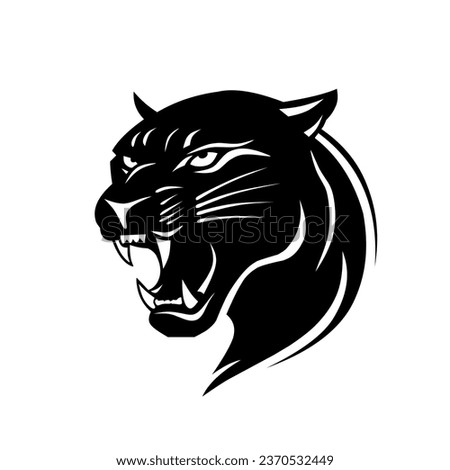Black and white panther illustration design with a white background