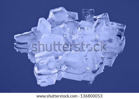blocks of ice on a blue background