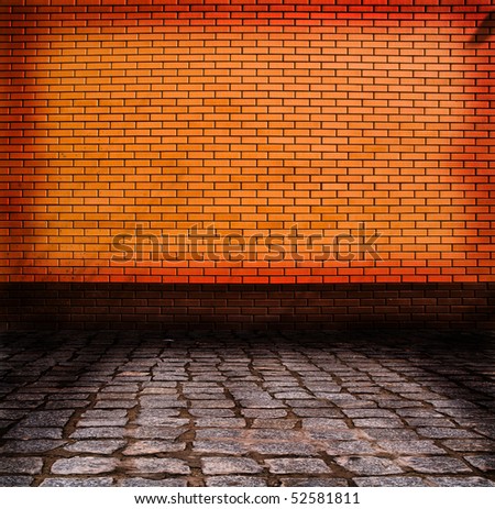 red brick wall by a sidewalk for your illustrations