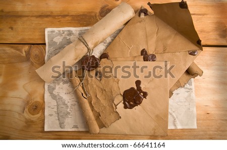 old letter on a wooden background