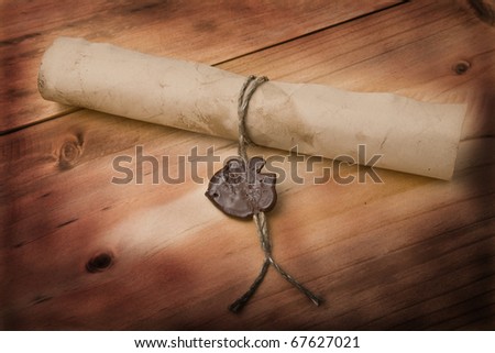 old letter on a wooden background