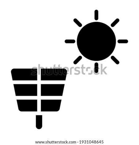 Sunshine with plate, concept of solar panel icon