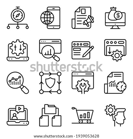 Pack of Search Engine Optimization Linear Icons 