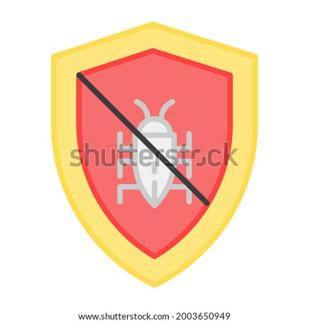 Bug inside shield with slash denoting concept of no antivirus