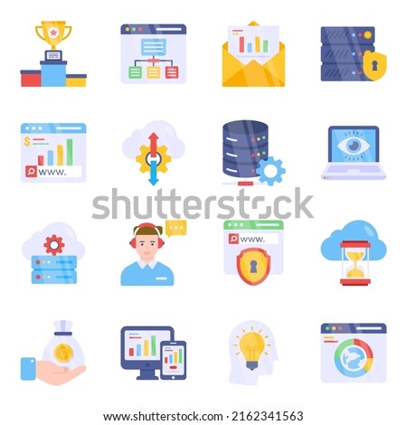 Pack of Search Engine Optimization Flat Icons

