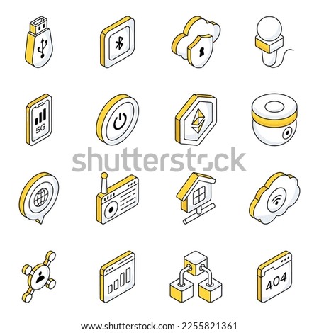Pack of Cloud Technology Flat Icons

