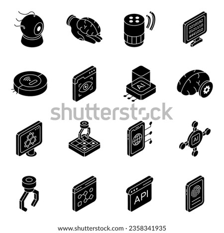Pack of Intelligence and Technology Solid Icons

