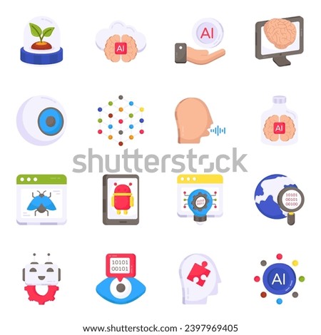 Pack of Ai and Vr Flat Icons

