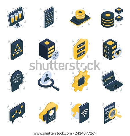 Pack of Data Science Isometric Icons 

