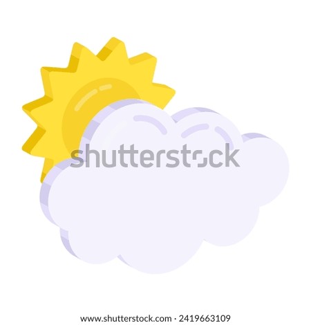 A unique design icon of partly cloudy day 

