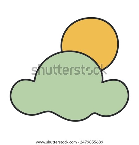 A unique design icon of partly cloudy day 

