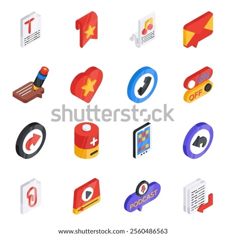 Create a beautiful set by using these media icons. This vector design is perfect for any media, marketing, music and entertainment industry. Furthermore, available with editable files.