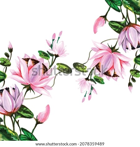 Decorative louts flowers background vector design illustration