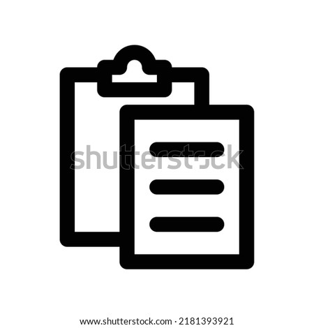 Paste icon with clipboard and text in black outline style