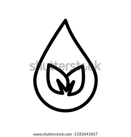 Low saturated fat icon with oil drop and leaves in black outline style