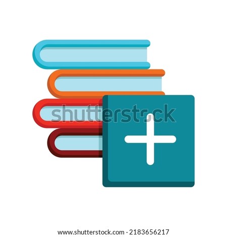 Add to reading list icon with books or library in colorful flat style