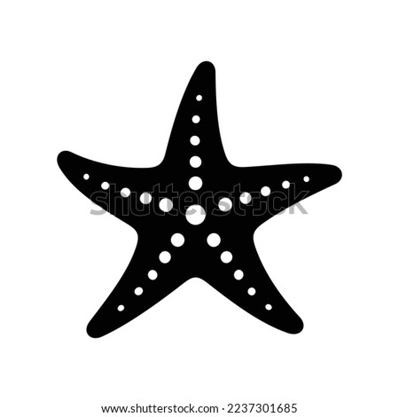 Starfish icon for sea creature in shallow ocean in black solid style