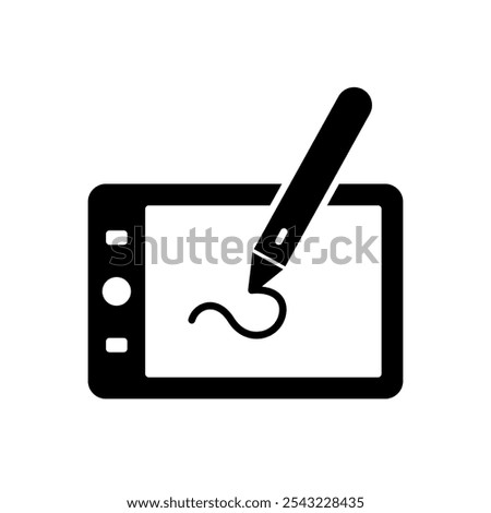 Graphic tablet icon with stylus pen
