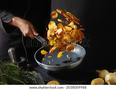Anonymous chef cooking tasty cheesecake in kitchen