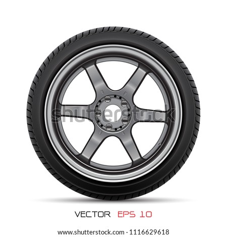 Aluminum wheel car tire style racing on white background vector illustration.