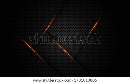 Abstract gold light line on dark grey black metallic hexagon mesh pattern design modern luxury futuristic technology background vector illustration.