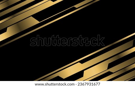 Abstract gold black cyber geometric dynamic design modern luxury futuristic background vector illustration.