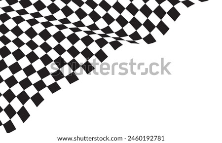 Checkered flag wave flying on white blank space design sport race championship business success background vector illustration.