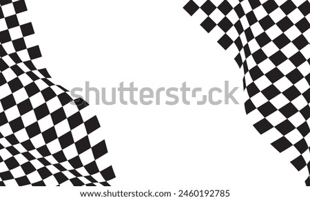 Checkered flag wave flying on white blank space design sport race championship business success background vector illustration.