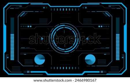 HUD sci-fi interface screen blue view design virtual reality futuristic technology display vector illustration.