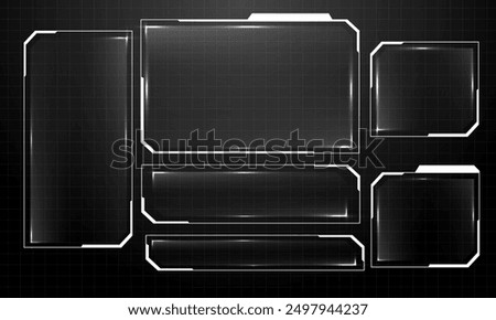 HUD Frames white transparent blank space cyber futuristic technology style set collection design for creative user interface vector illustration.