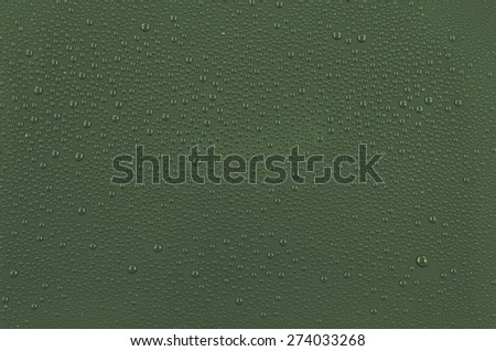 Dark green water drops background