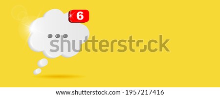 White chat cloud with notifier on yellow background. Chat Box for discussion content. 3D vector illustration