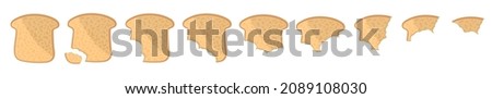 Toasted White bread pieces, whole and bitten bread piece. Bakery product in cartoon style.  Vector illustration isolated on a white background.  Stock foto © 