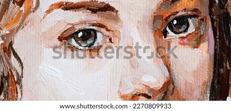 Art painting. The portrait of a girl with green eyes is made in a classic style.