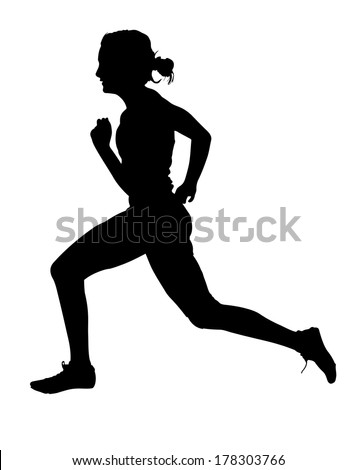 Side Profile Of Speeding Female Track Runner Silhouette Stock Vector ...