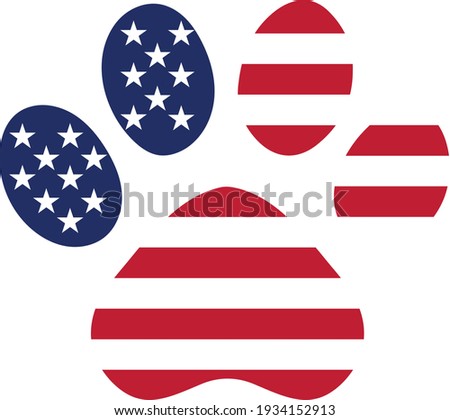 Dog paws with the USa american flag filled within
