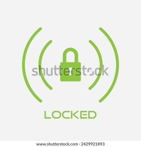 Lock vector icon, green or Eco concept, touch symbol, Locked text, isolated on white, single icon or Individual Icon, vertical, with copy space and  Exclude people,
