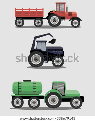 Industrial different types of vector Tractors image design set for your illustration, decoration, labels, stickers and other creative needs. 