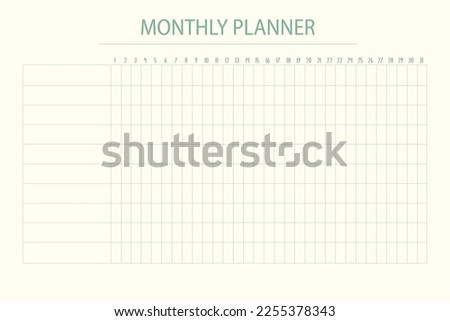 Monthly planner for adults. This simple planner will help you to track your progress and remind you of your work.
