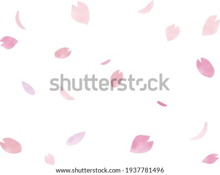 Watercolor style fluttering cherry blossom petal background