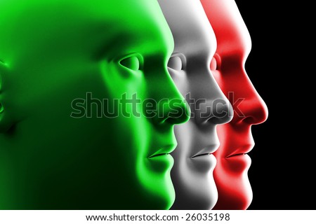 Three colors men head