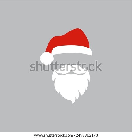 Merry Christmas vector concept in red color with illustration of Christmas hat and Santa Claus white beard, perfect for your template or background design.