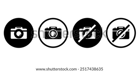 Digital camera icon enable and disable. prohibited from taking photos. vector illustration.