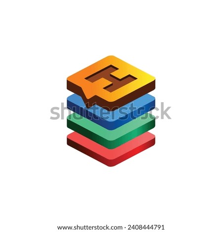 Colorful Stacked Square Modern Icon Letters