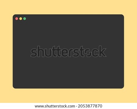 Modern dark mode browser window design isolated on white background. Web window screen mockup for Laptop