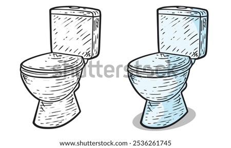 toilet hand drawn engrave style vector art icon