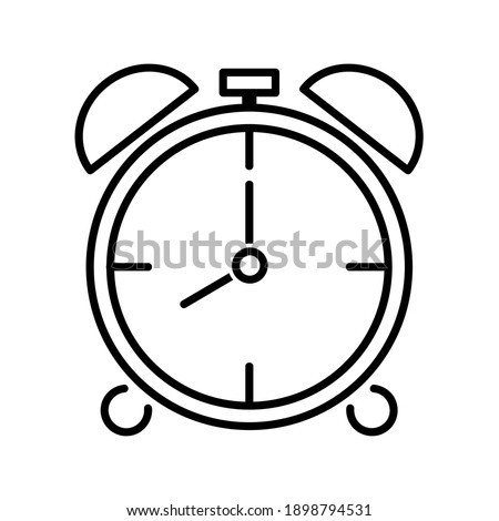 Time alarm clock icon. Clock pictogram. Flat symbol for web. Line stroke. Isolated on white background. Vector eps10