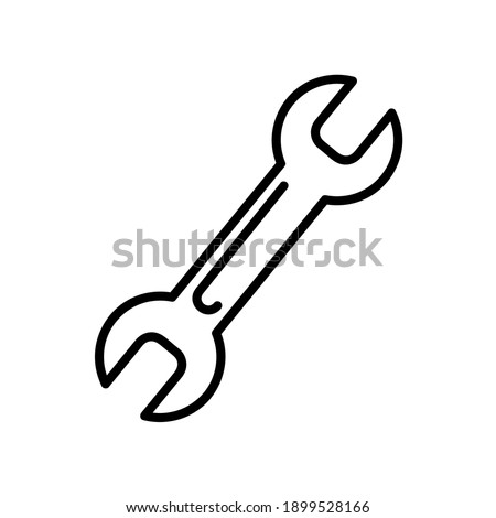 Wrench tool flat icon. Pictogram for web. Line stroke. Isolated on white background. Vector eps10