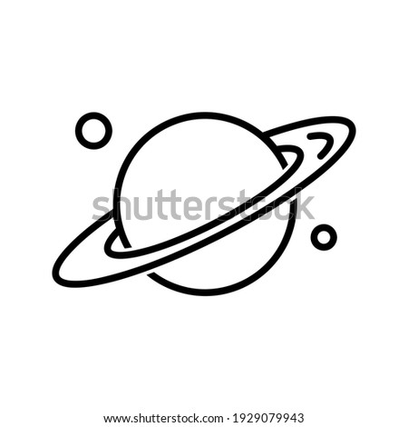 Saturn planet flat icon. Pictogram for web. Line stroke. Isolated on white background. Vector eps10